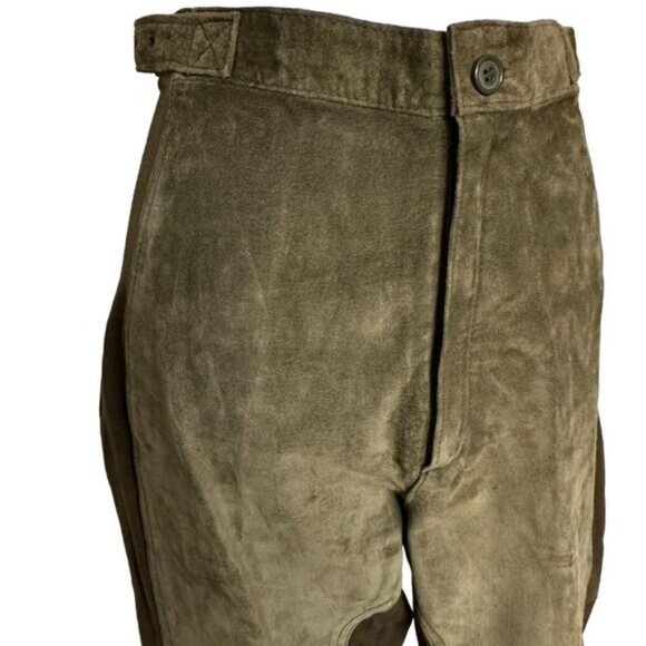 Genuine Suede Leggings Pants Olive Green Size M 28 Inch Waist - Picture 5 of 8